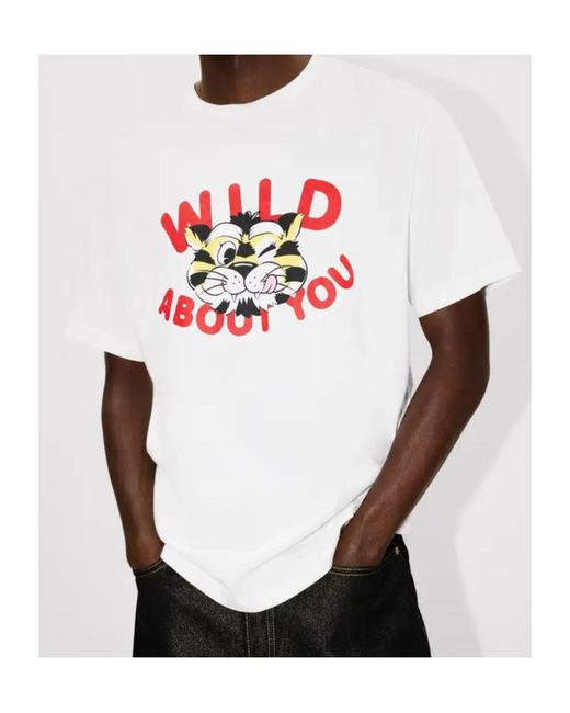 KENZO White Short-Sleeved Crewneck T-Shirt for men