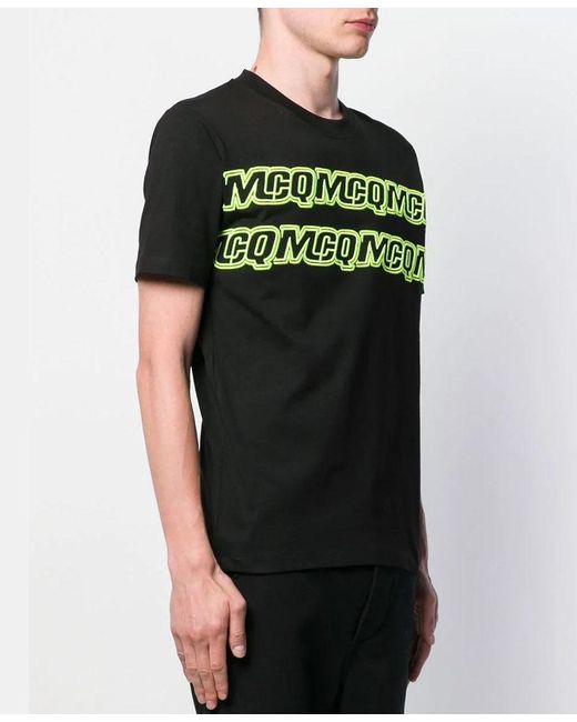 McQ Alexander McQueen Black Logo Embroidered T-Shirt for men