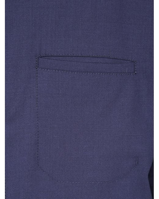 Herno Blue Button-Down Wool Shirt for men