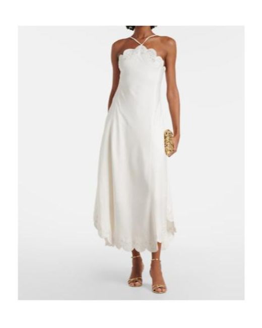Jonathan Simkhai White Gillian Linen-Blend Midi Dress