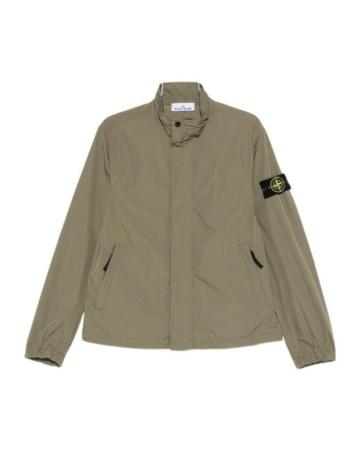 Stone Island Green Logo Patch High Neck Jacket for men