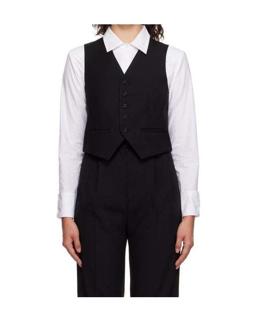 Frankie Shop Black Gelso Single-Breasted Wool Waistcoat