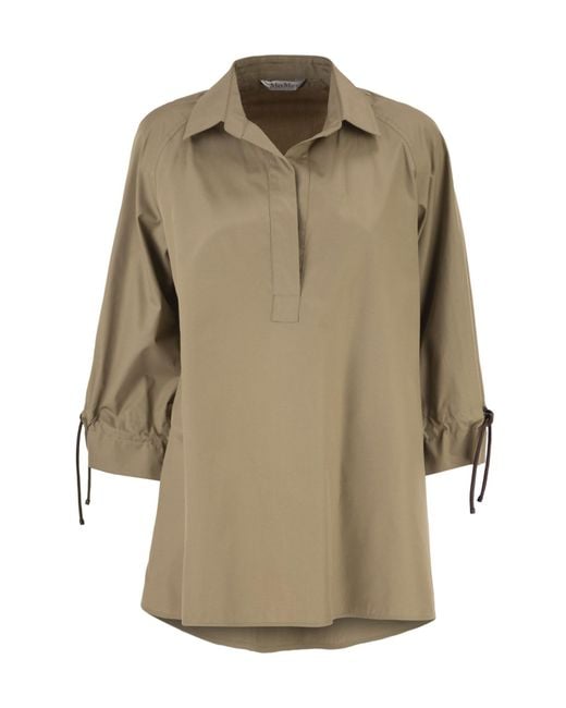Max Mara Natural Mxmadorni Long-Sleeve Drawstring Top