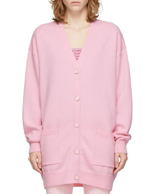 Givenchy Pink Embroidered Studded Wool-Cashmere Cardigan