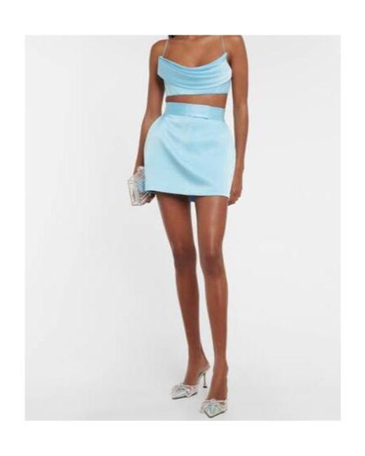 Alex Perry Blue Carva Satin Crêpe Crop Top