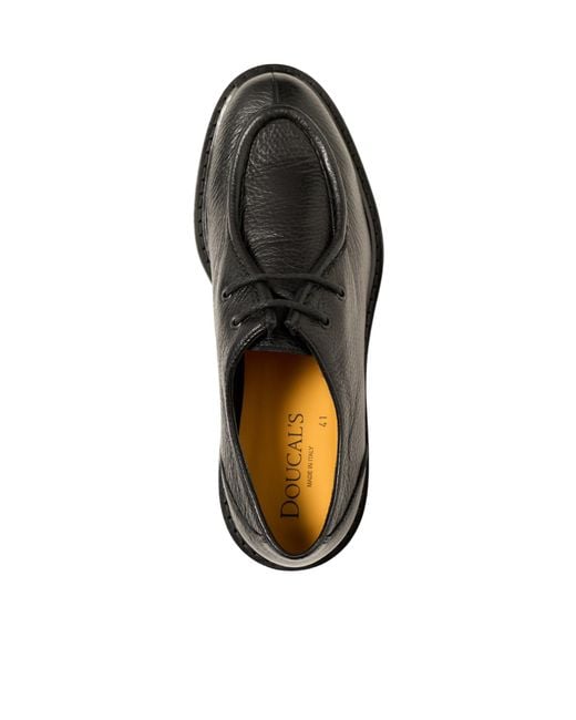 Doucal's Brown Grained Leather Derby Shoes for men