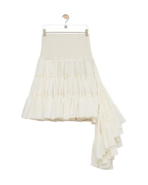 Loewe White Ruffled Skirt