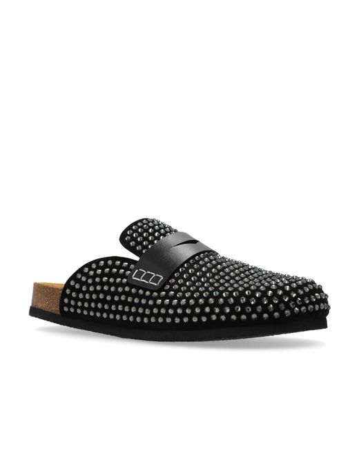 J.W. Anderson Black Crystal-Embellished Leather Mule