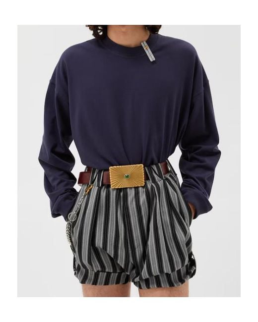 Versace Blue Logo-Embroidered Crewneck Jumper