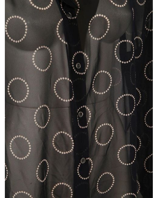 Prada Black Sheer Circle-Print Shirt