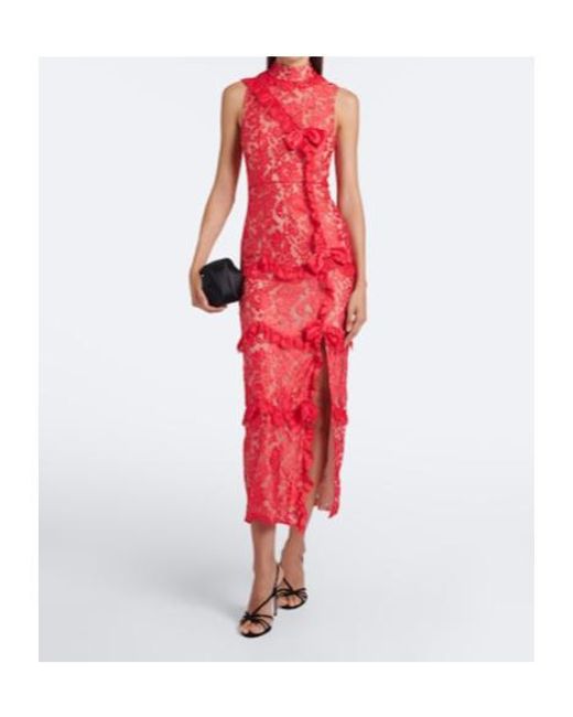 Alessandra Rich Bow-Detail Tiered Lace Cocktail Dress
