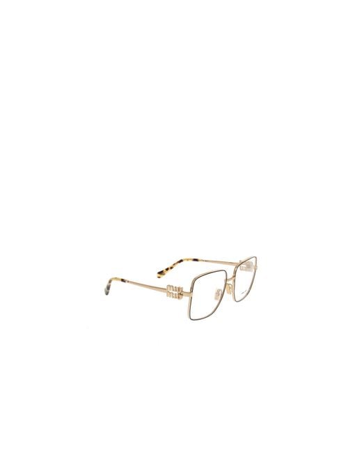 Miu Miu White Eyewear Square Frame Glasses