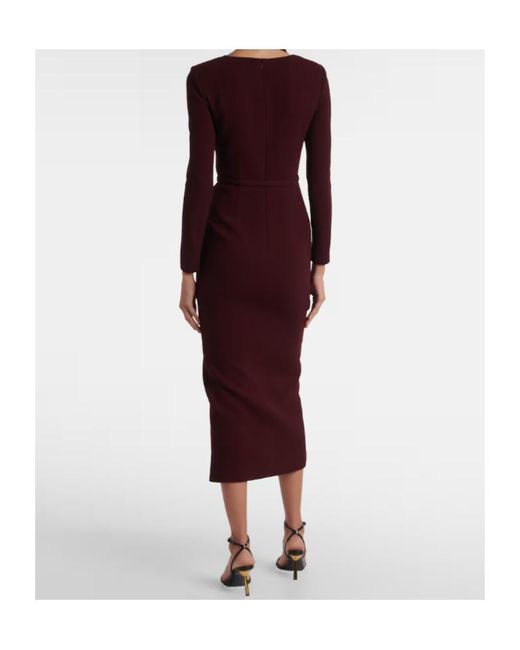Roland Mouret Purple Draped Belted Wool Crepe Midi Dress