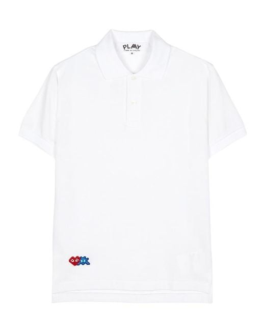 COMME DES GARÇONS PLAY White Logo-Appliqué Cotton Polo Shirt for men