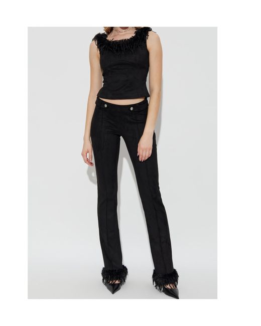 M I S B H V Black Feather-Trim Trousers