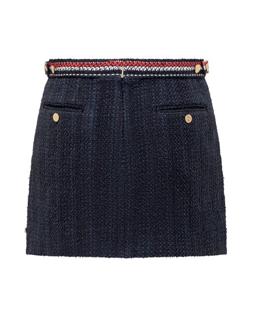 Thom Browne Blue 4 Bar-Tab Striaght Hem Tweed Skirt