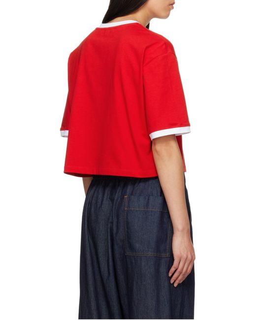 Balmain Red Cropped Strawberry T-Shirt