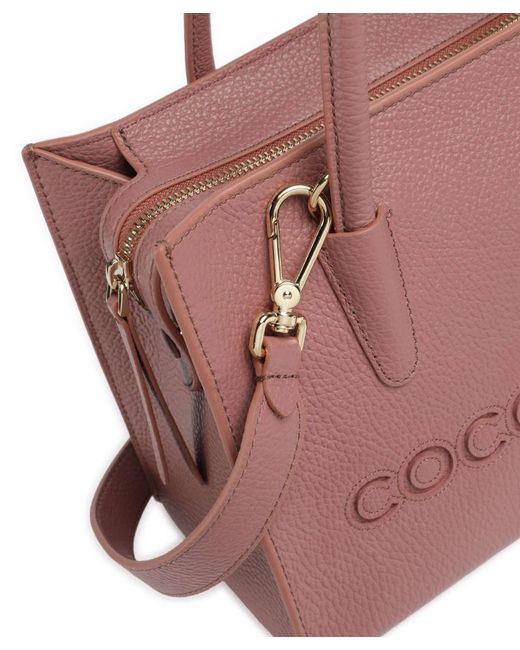 Coccinelle Pink Structured Logo Tote Bag