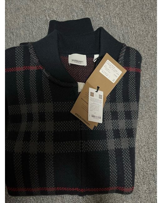 Burberry Gray Check Cardigan for men