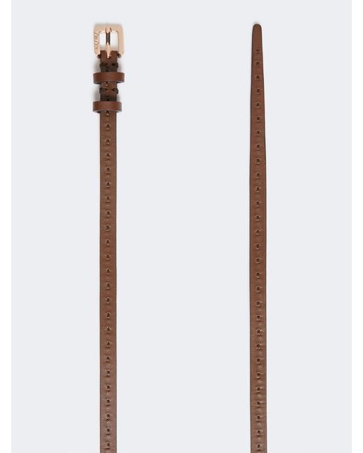 Max Mara White Leather Skinny Belt