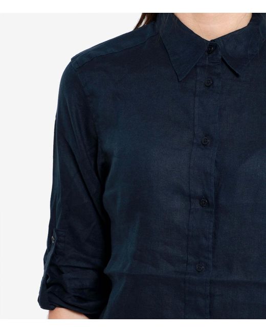 Ralph Lauren Blue Lauren Relaxed Fit Roll Tab-Sleeved Shirt