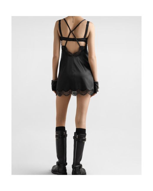 Dolce & Gabbana Black Lace-Embroidered Satin Camisole