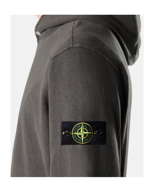 Stone Island Gray Garment Dyed Hooded Sweatshirt for men