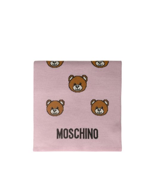 Moschino Pink Teddy Bear Pattern Scarf for men
