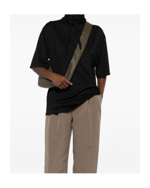 Lemaire Black Roll-Neck Straight Hem T-Shirt