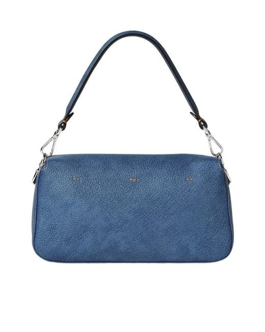 Fendi Blue Baguette Ff Plaque Shoulder Bag