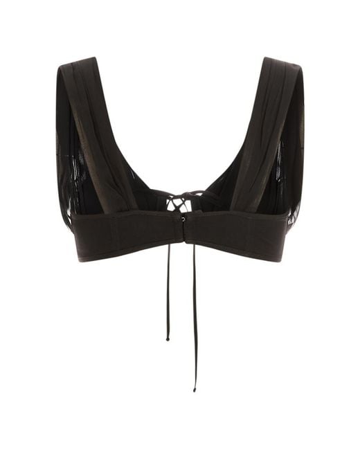 GIUSEPPE DI MORABITO Black Draped Lace-Up Bra