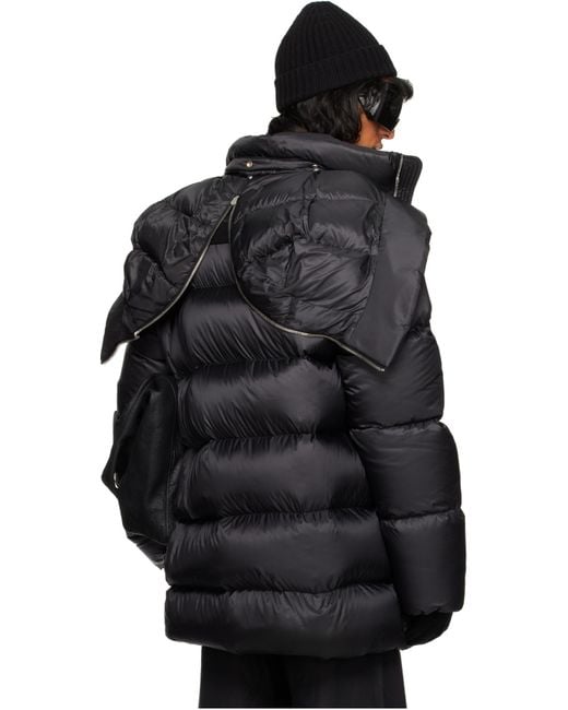 Moncler Black 'Cyclopic' Down Jacket With Removable Hood And Logo Patch