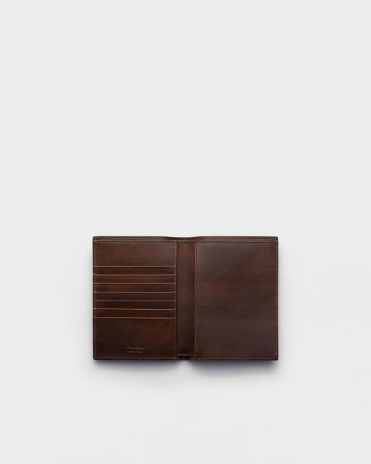 Prada Brown Antiqued Leather Wallet