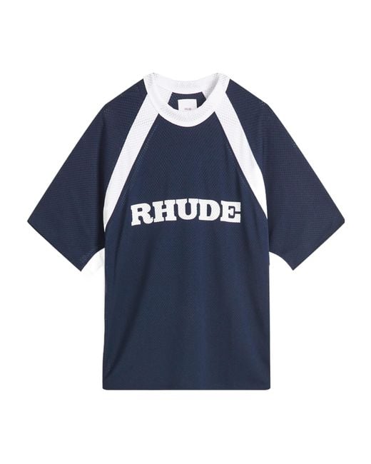 Rhude Blue Racing Logo Mesh T-Shirt for men