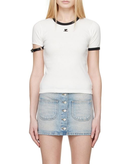 Courreges White Courrèges Buckle Contrast T-Shirt
