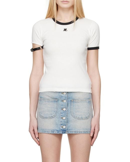 Courreges White Courrèges Buckle Contrast T-Shirt
