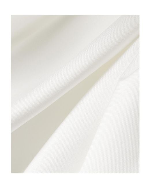 Solace London White Priya One-Shoulder Gathered Satin-Twill Gown