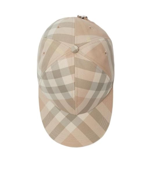 Burberry Natural Checked Curved-Peak Baseball Hat for men