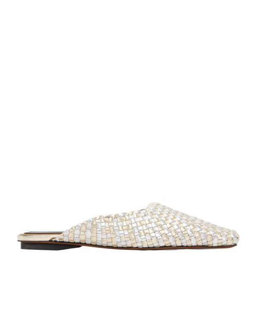 Stella McCartney White Metallic Woven Mules