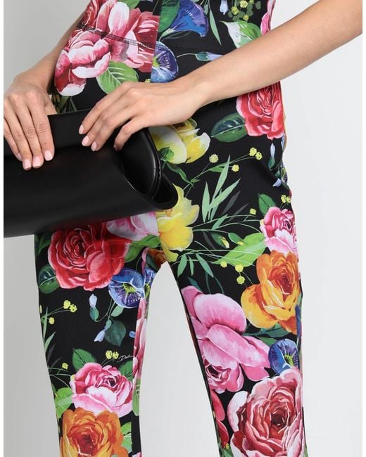 Dolce & Gabbana Black Floral Print Casual Pants