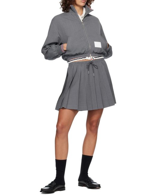 Thom Browne Gray Seersucker Zip Up Track Jacket