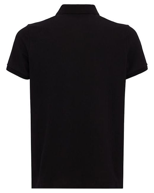 Moncler Black Logo Patch Cotton Polo Shirt for men