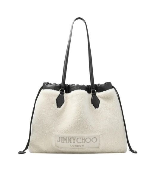 Jimmy Choo Natural Logo Embroidered Bag