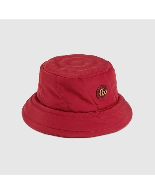 Gucci Red Quilted Bucket Hat