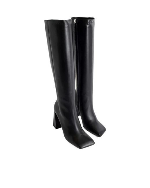 AMINA MUADDI Black High-Heeled Boots With Square Head