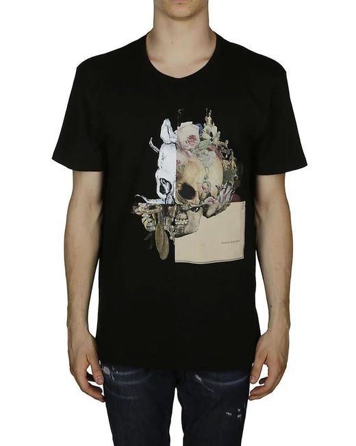 McQueen Black Logo Short-Sleeved T-Shirt for men