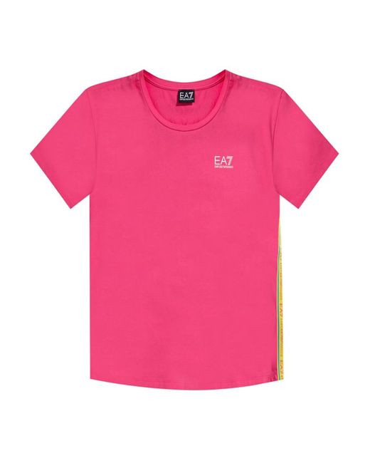 Emporio Armani Pink Logo-Print Cotton T-Shirt