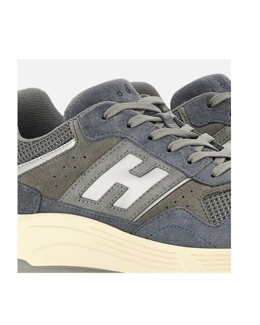 Hogan Gray Hyperlight Leather And Mesh Sneakers Shoes for men