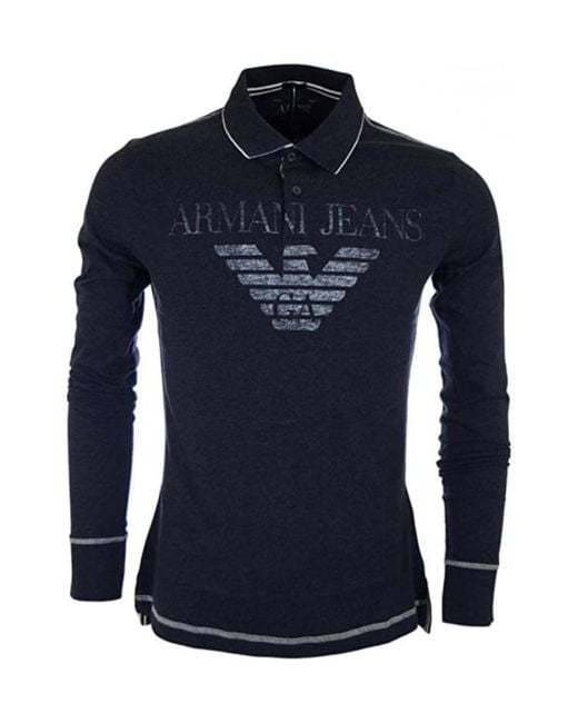 Armani Jeans Blue Logo Details Polo Shirt for men