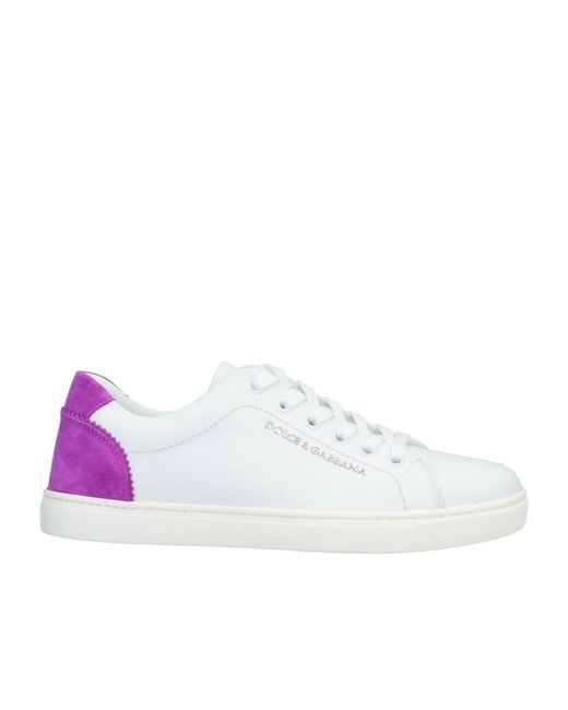 Dolce & Gabbana White Two-Tone Spliced Sneakers